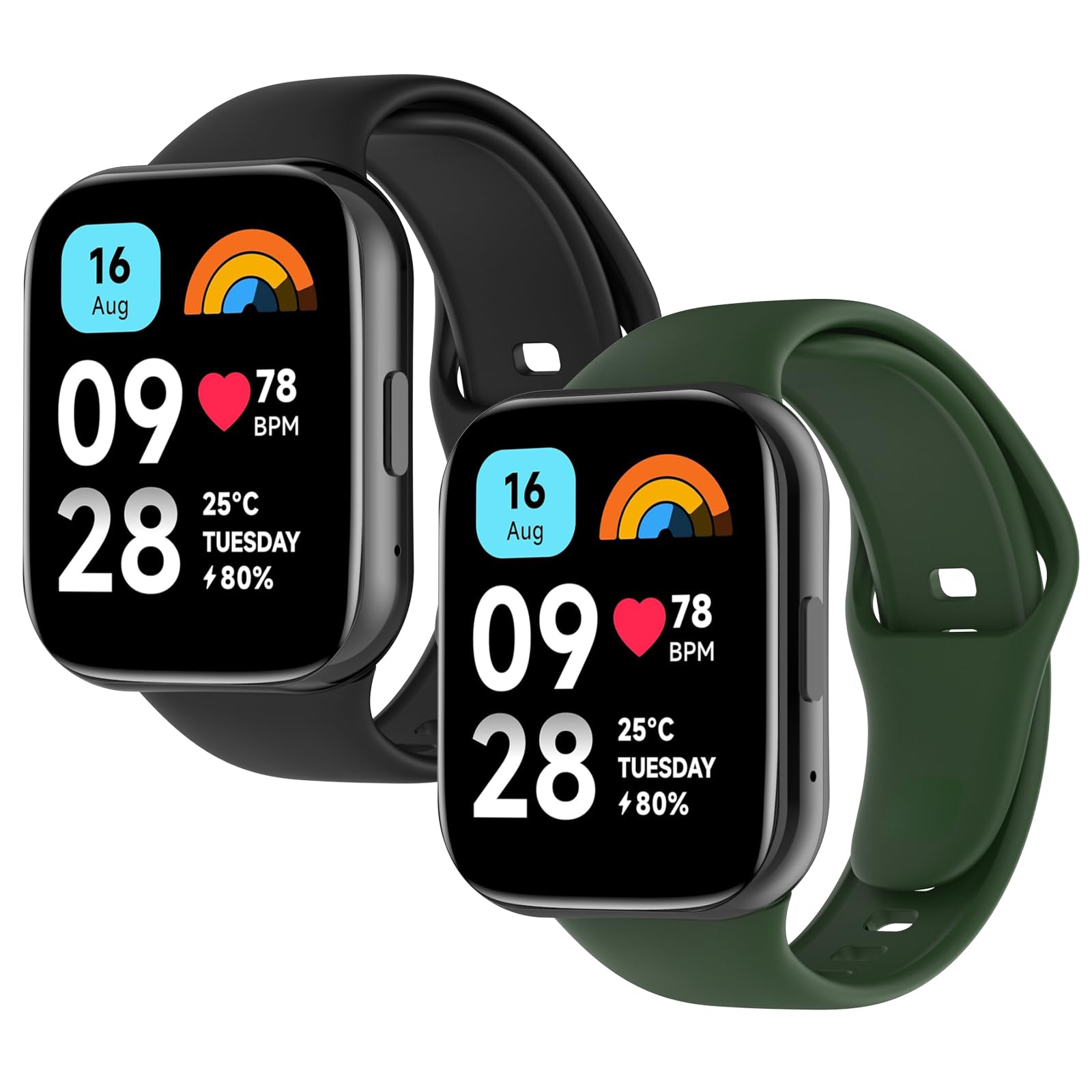 WD&CD 2 szt. Pasek kompatybilny z Xiaomi Redmi Watch 3 Active, wymienna bransoletka silikonowa sportowa