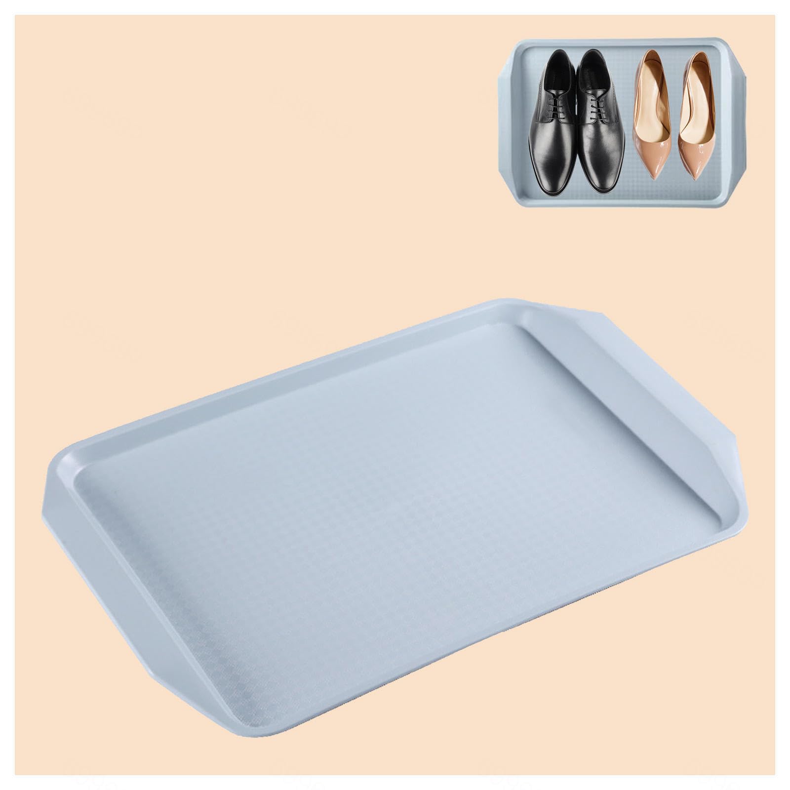 Plastic Tray 3 Pack Shoe Mat Shoes Tray For Garden, Bedroom, Entrance Area, Garage Boot Trays for Entryway,Blue