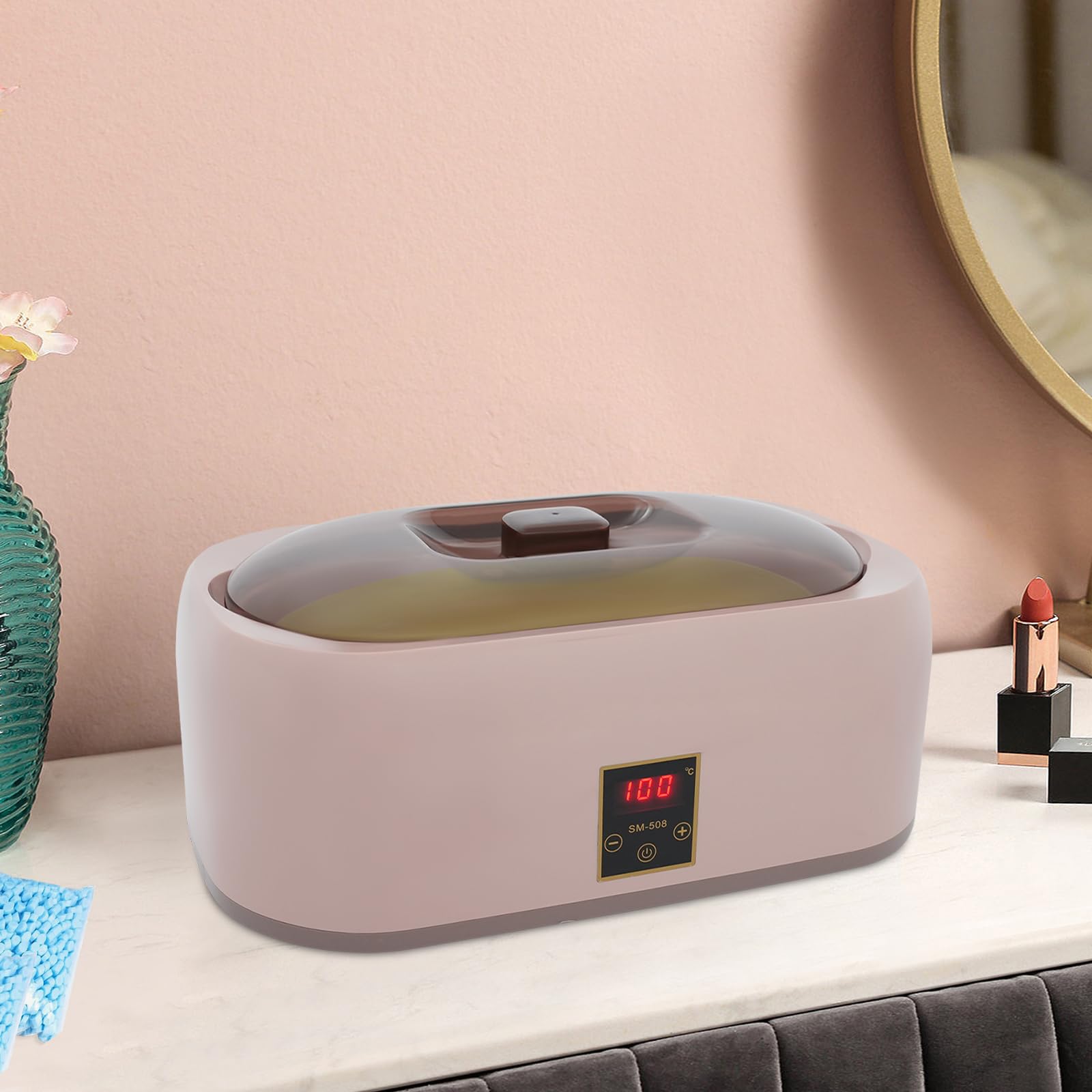 Waxing Podgrzewacz wosku, 4000 ml, podgrzewacz do depilacji, z ciepłym woskiem, do całego ciała, w domu, różowy