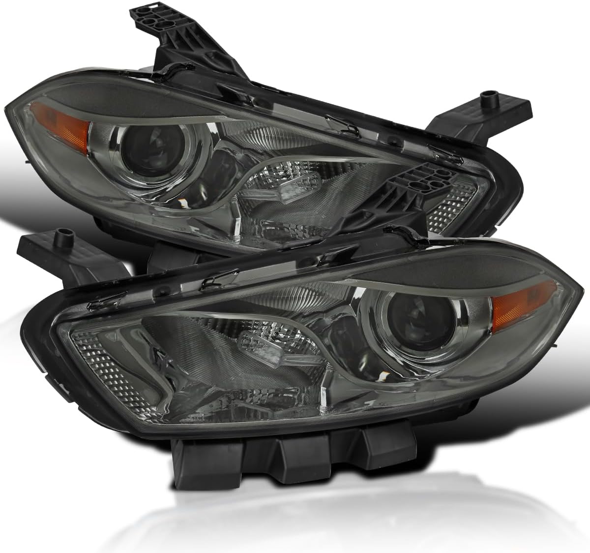 SPEC-D TUNING Smoke Projector Headlights Compatible with 2013-2016 Dodge Dart Factory Halogen, Left+Right Headlamps Assembly