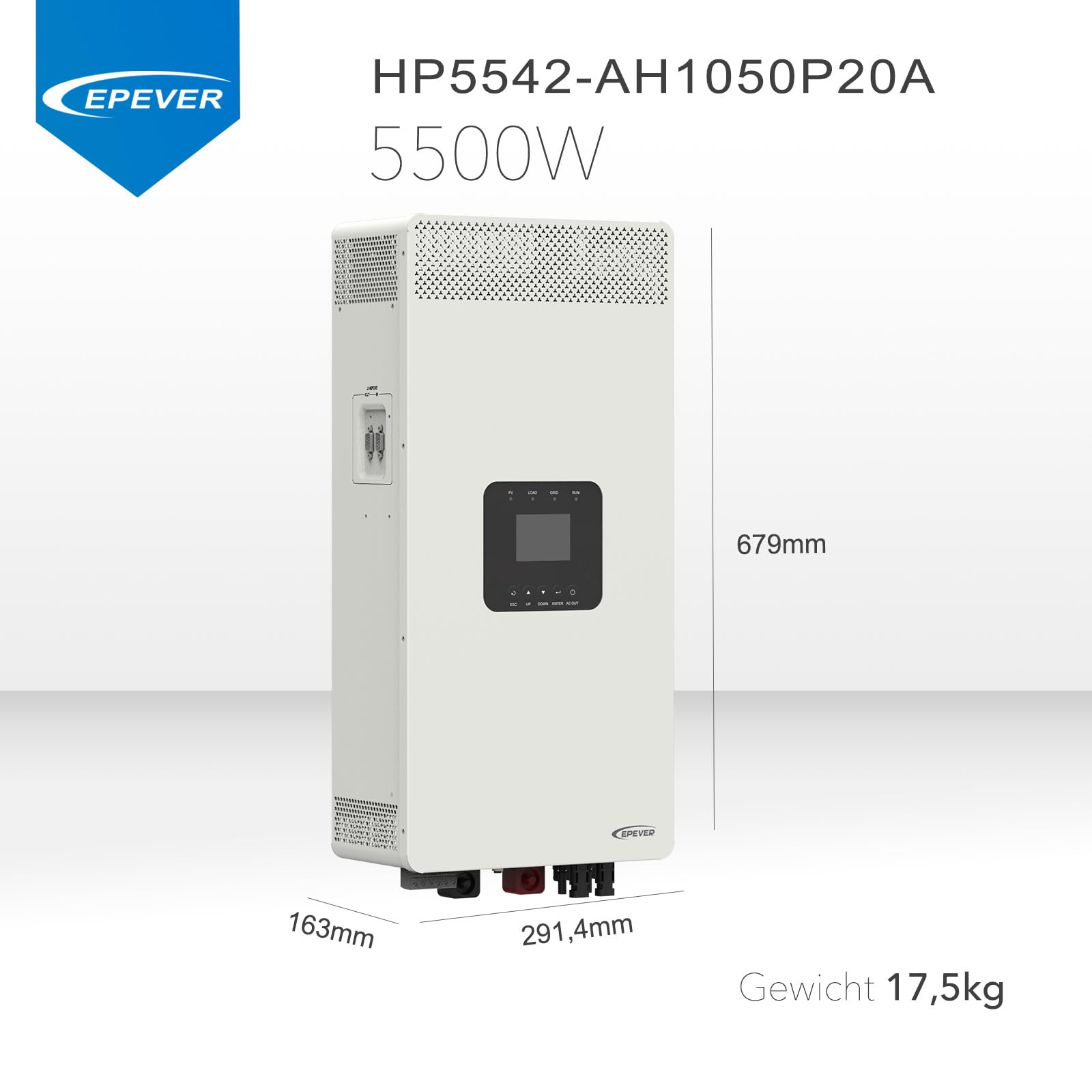 EPEVER® Inverter/Caricatore Ibrido_5500W/48VDC/100A, ideale per camper, attrezzature da campeggio, applicazioni marine e sistemi di alimentazione di emergenza.