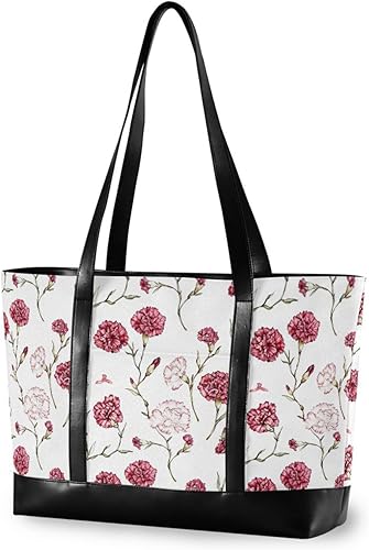 Miniatura 4 de Portugal Carnation Beauty Summer Flowers_42184_4 Simple Laptop Shoulder Bag with Zipper Work Purses for School with estuche para laptop 14 pulgadas