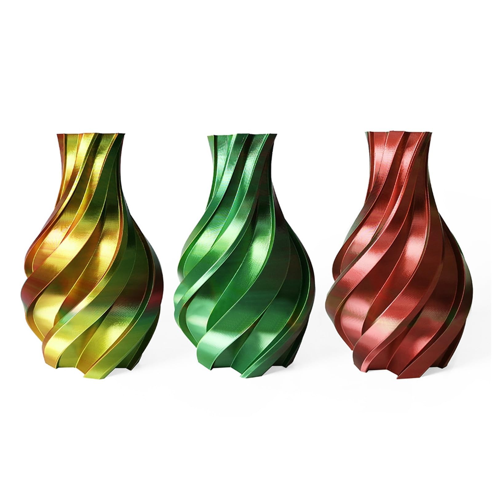 3D Printing Filament 3dPLA Tri-Color 1kg, 1.75mm Single-Strand Multi-Color PLA with Silky Finish(Gold+Green+Red)