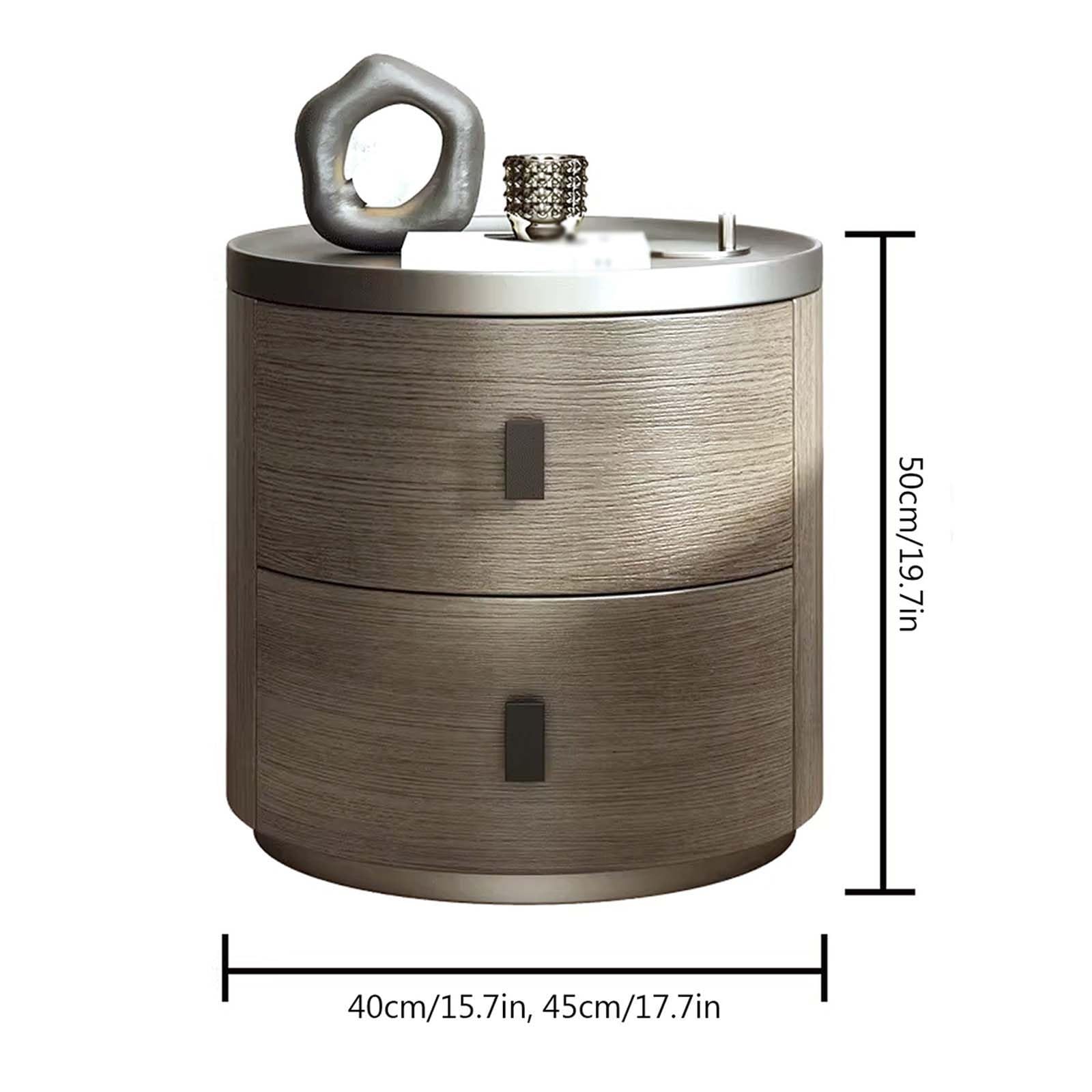 Comodino Rotondo, Moderno e Minimalista Comodini con 2 Cassetti | Tavolini Laterali Impermeabili per Camera da Letto, Soggiorno, Studio