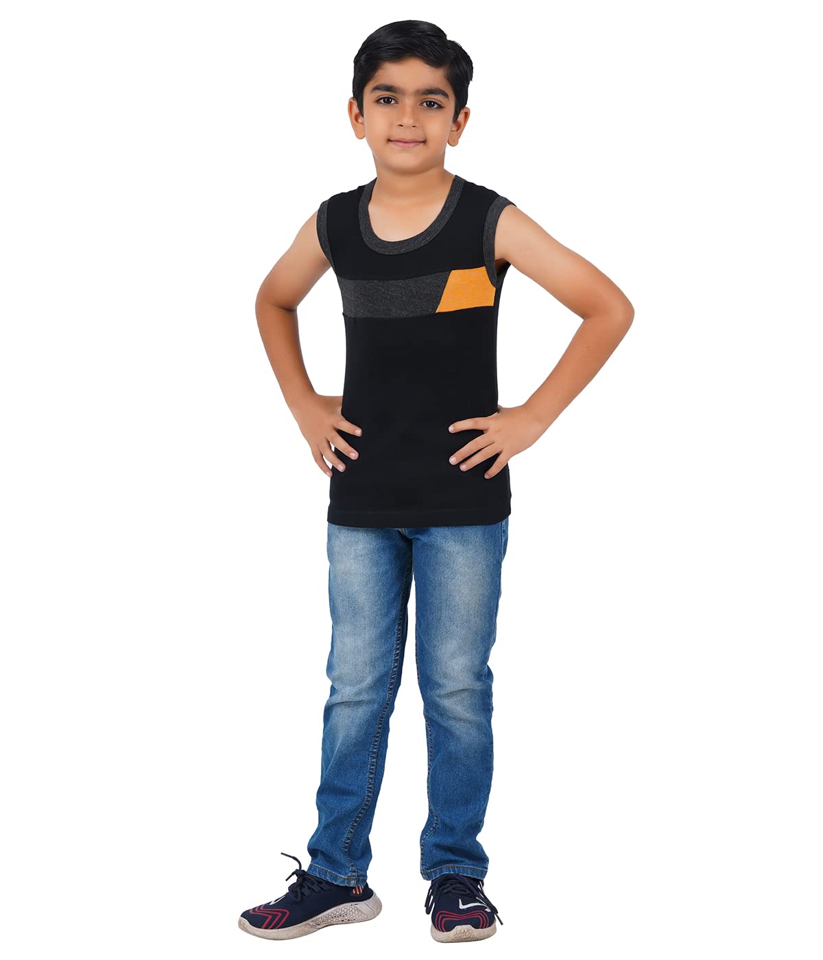 Kids Boy's Premium Sleeveless Vest Smooth and Comfort Fit for All Season (6-7 Y, Black) 3