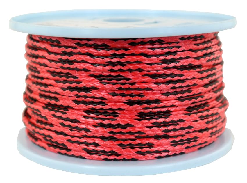 Dyneema Corde tressée en Dyneema Rouge/noir Diamètre 4 mm 50 m