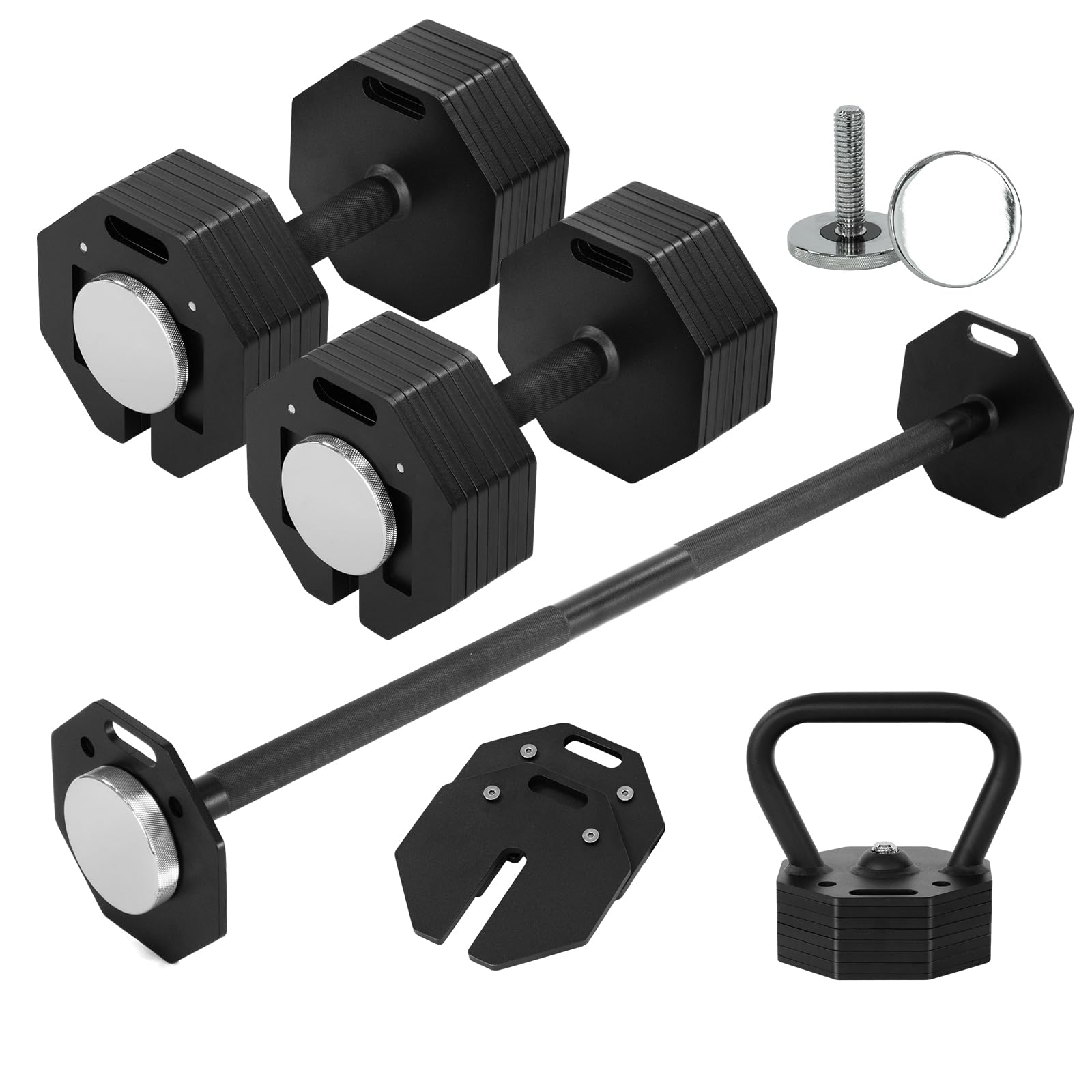 Multi-function Plug-in Adjustable Weight Dumbbell/Barbell/Kettlebell Sets 3-in-1 Multifunctional Dumbbell Set 312 Set 100LBS Fitness Exercises for Home Gym Suitable for Men/Women