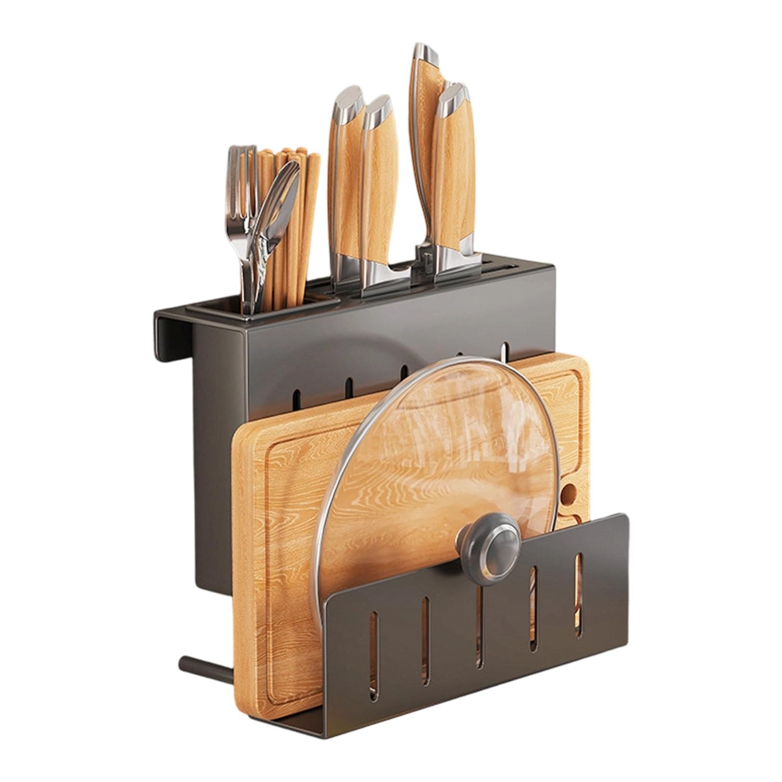 NMFLAB Kitchen Storage Solution Carbon Steel Cutter Organizers with Multiple Compartment Design for Efficient Space Usage Multifunctional Kitchen Shelf
