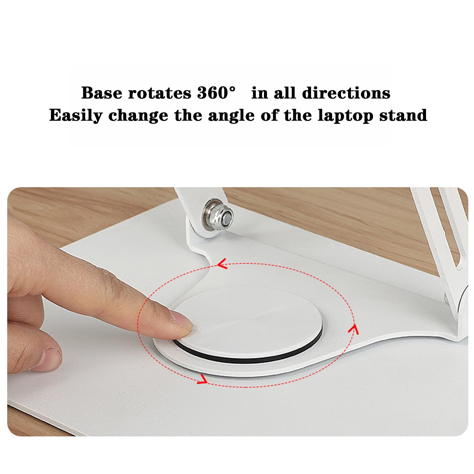 Supporto per computer portatile, girevole a 360°, raffreddamento ventola, pieghevole, in lega di alluminio, adatto per computer portatili fino a 17,3" (bianco)