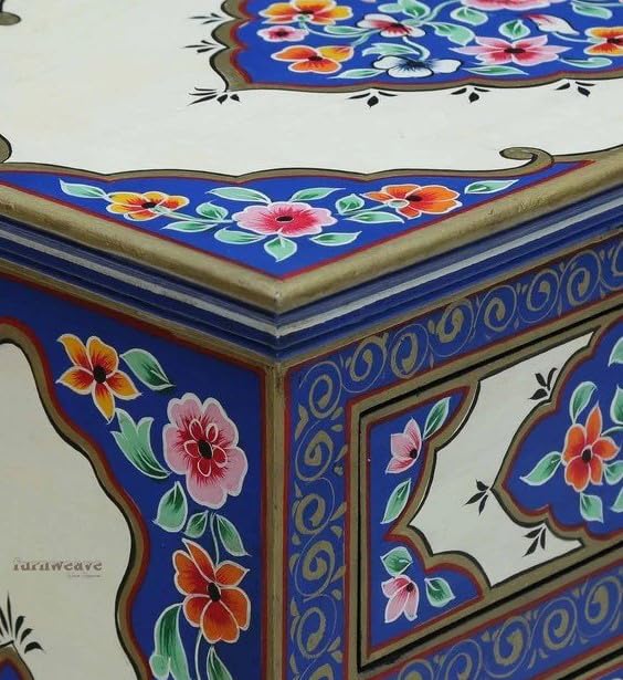 Image of Biven Wooden Sideboard Cabinet for Living Room | Wooden Storage Cabinet for Home | Handcrafted Solid Wood Cabinet for Storage Furniture for Home | Handpainted