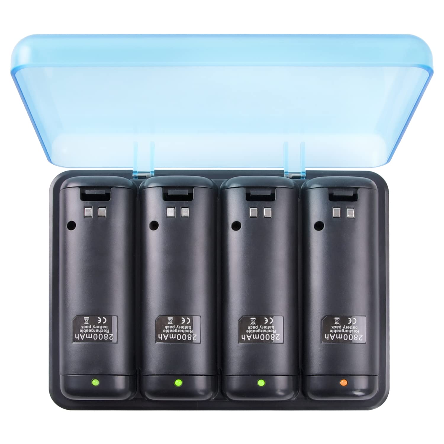 TechKen Wii Battery Charger Set, Wii Remote Controller Charger Docking Station con 4 Batterie Ricaricabili (Nero)
