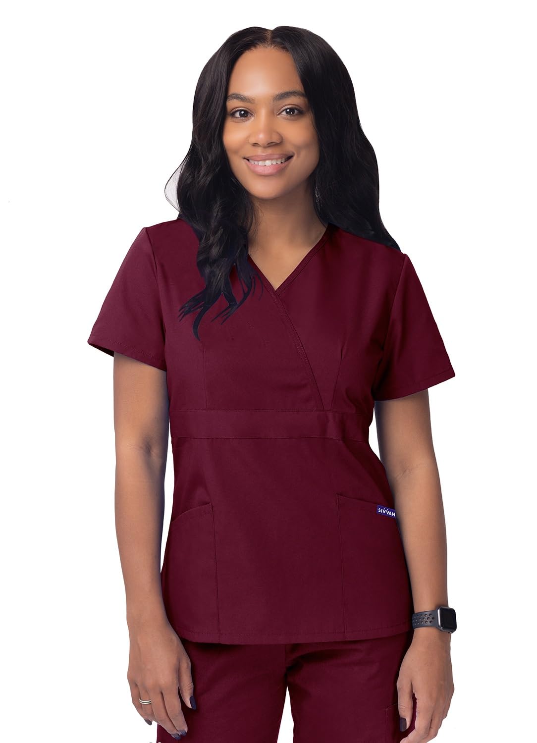 Sivvan Women's Scrubs Mock Wrap Top (Available in 15 Colors) — view 10
