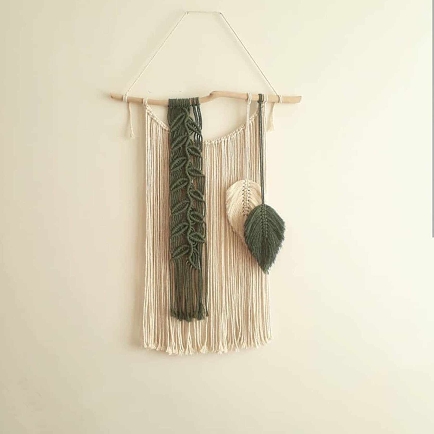 Tapiz Colgante de Pared de macramé pequeño con Colgante de Borla de Plumas, Tapices de macramé Tejido,Cuerda de algodón Hecha a Mano, decoración de Pared hogar, (W) 30 x (H) 70 cm,D