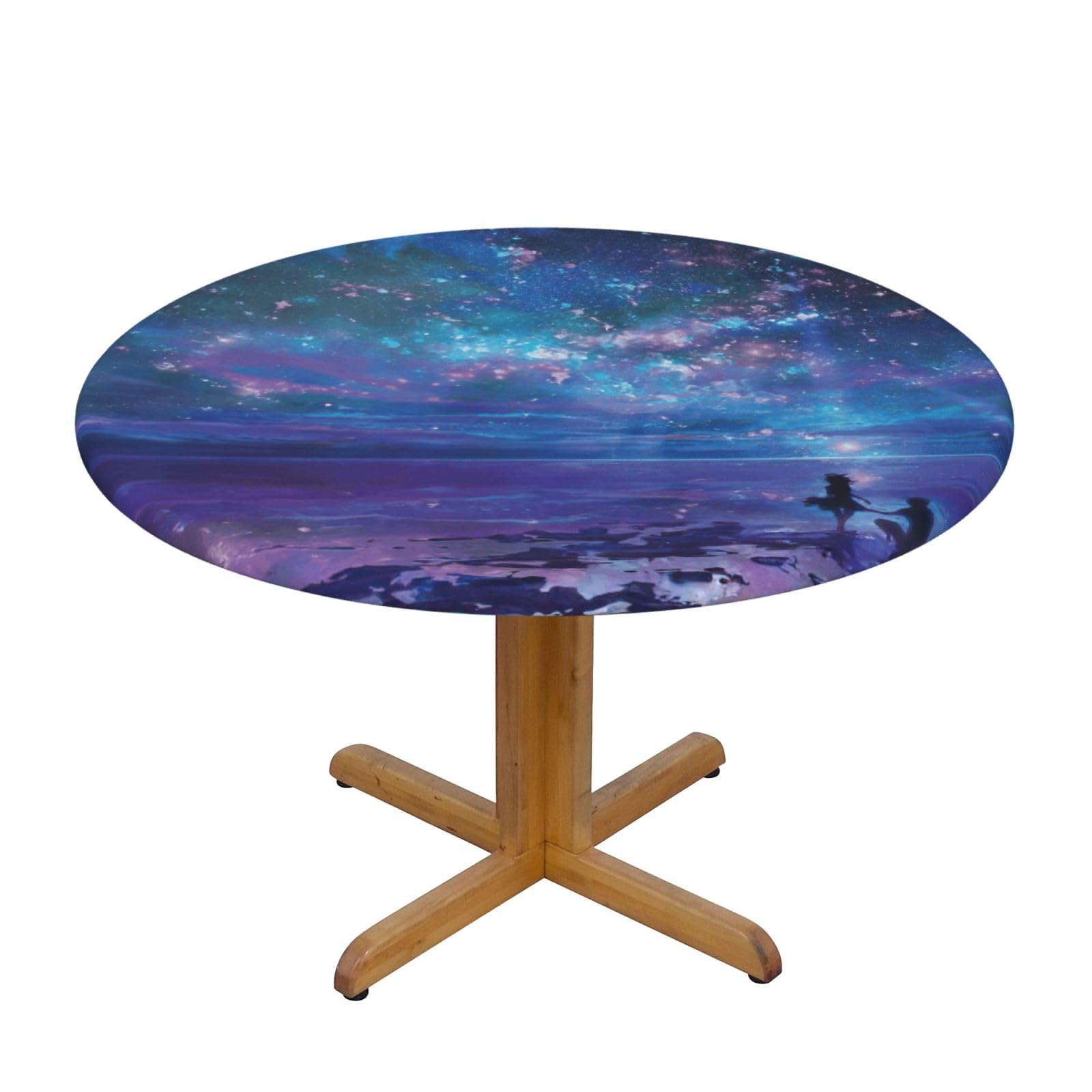 Nappe ronde ciel nocturne imperméable pour éviter les taches de vin