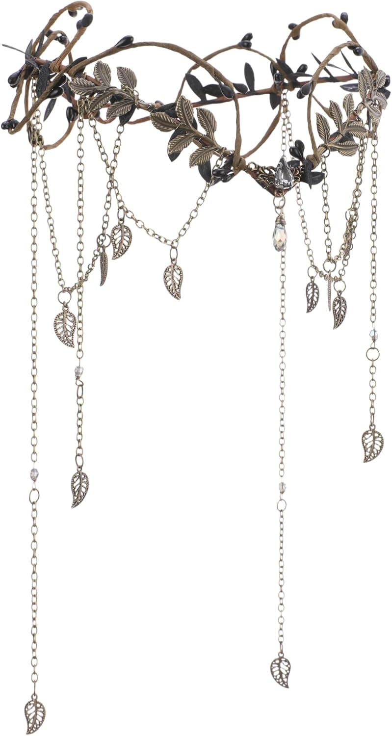 MOSTORY Medieval Elf Headpiece for Women - Viking Fairy Crown with Tassel for Renaissance Renfaire Accessories Cosplay