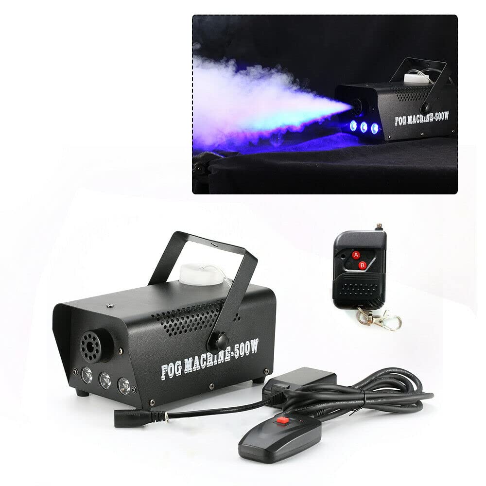 Wytwornica dymu z oświetleniem LED, 500 W, maszyna do palenia scenicznego, 3 m, przewodowy pilot zdalnego sterowania, do scen, barów weselnych, pomieszczeń prywatnych, 25,5 x 18 x 15,5 cm