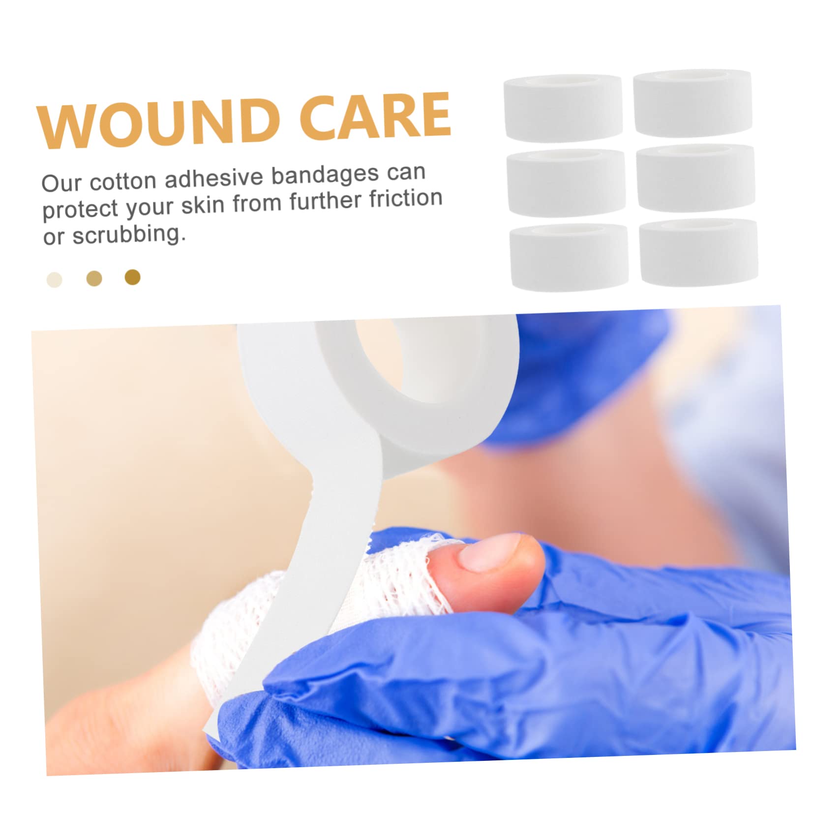 HAPINARY 6 Rolls of Cotton Breathable Fixation 2.5cm x 500cm for Care Athlete's Safe for Sensitive