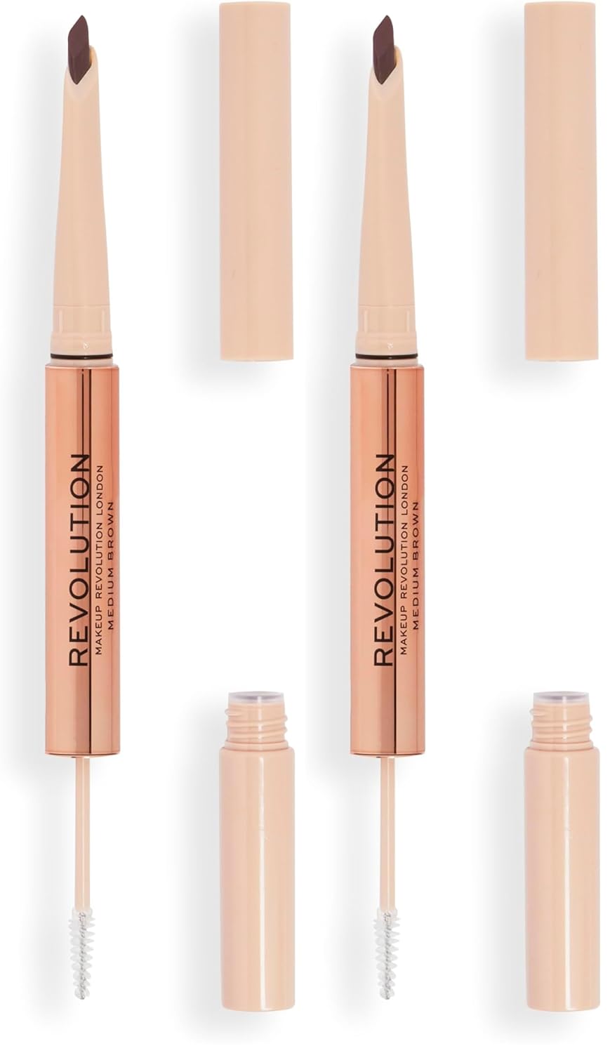 Revolution, Fluffy Brow Filter Duo, 2-in-1 Eyebrow Pencil & Gel, Enhances & Shapes Brows, Vegan & Cruelty Free, Medium Brown, 1 piece (Pack of 2)