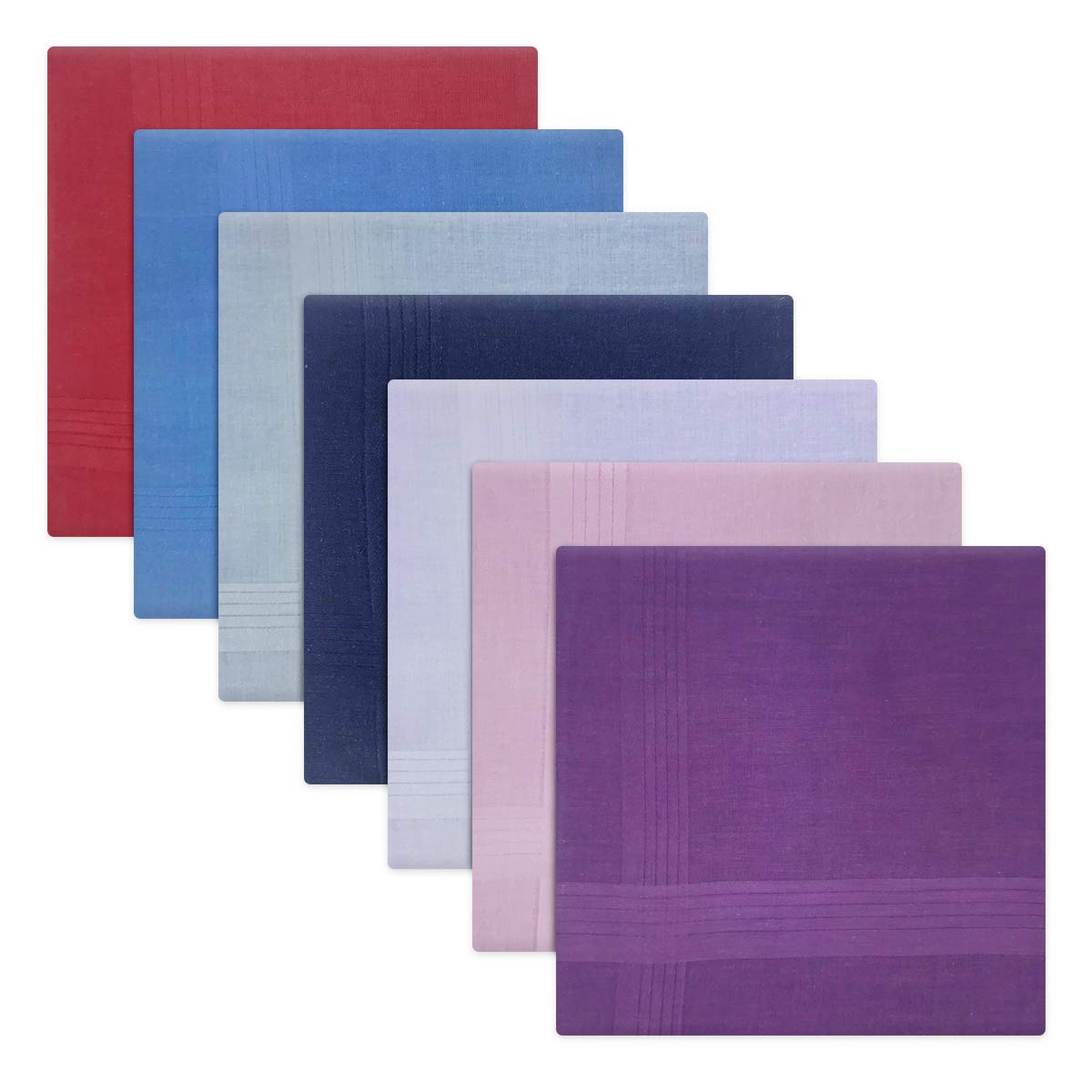 Warwick & Vance Men's Multicoloured 100% Cotton Handkerchiefs Pack Of 7, Dyed Hankies, Assorted Colours With Satin Stripe Borders, 40 X 40Cm