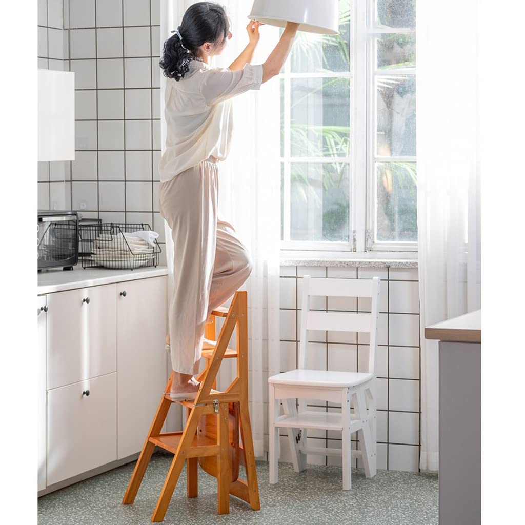 Taburete Escalera Plegable Taburete Desmontable Cuatro Niveles Para Sala De Estar Escalera De Taburete Soporte De Flores De Herramientas De Jardín Silla Del Comedor ( Color : Blanco , S : 37*47*90cm )