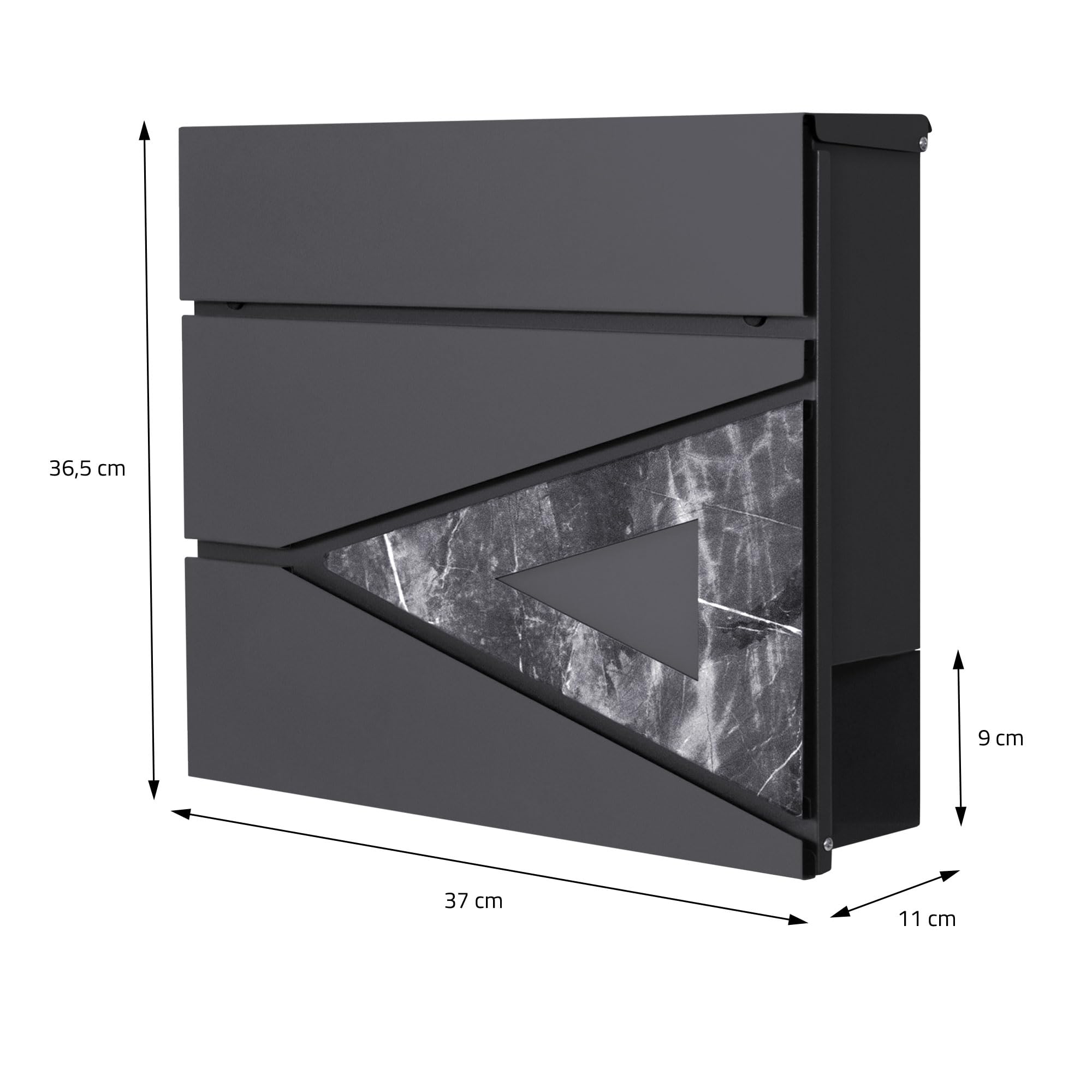 ECD-Germany Boîte aux Lettres sur Pieds, 37x36,5x11 cm, Anthracite/Marbre Noir, Acier, Boîte Postale avec Compartiment à Journaux/Courrier, Support Boîte aux Lettres 120 cm, Verrouillable avec 2 Clés