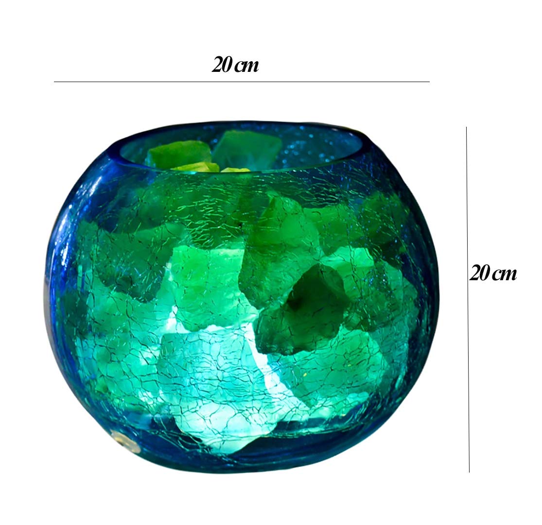 Lámpara de sal del Himalaya con textura de grietas de hielo, luz nocturna de cristal tallada a mano para purificar el aire, regalos, masajes, decoración verde