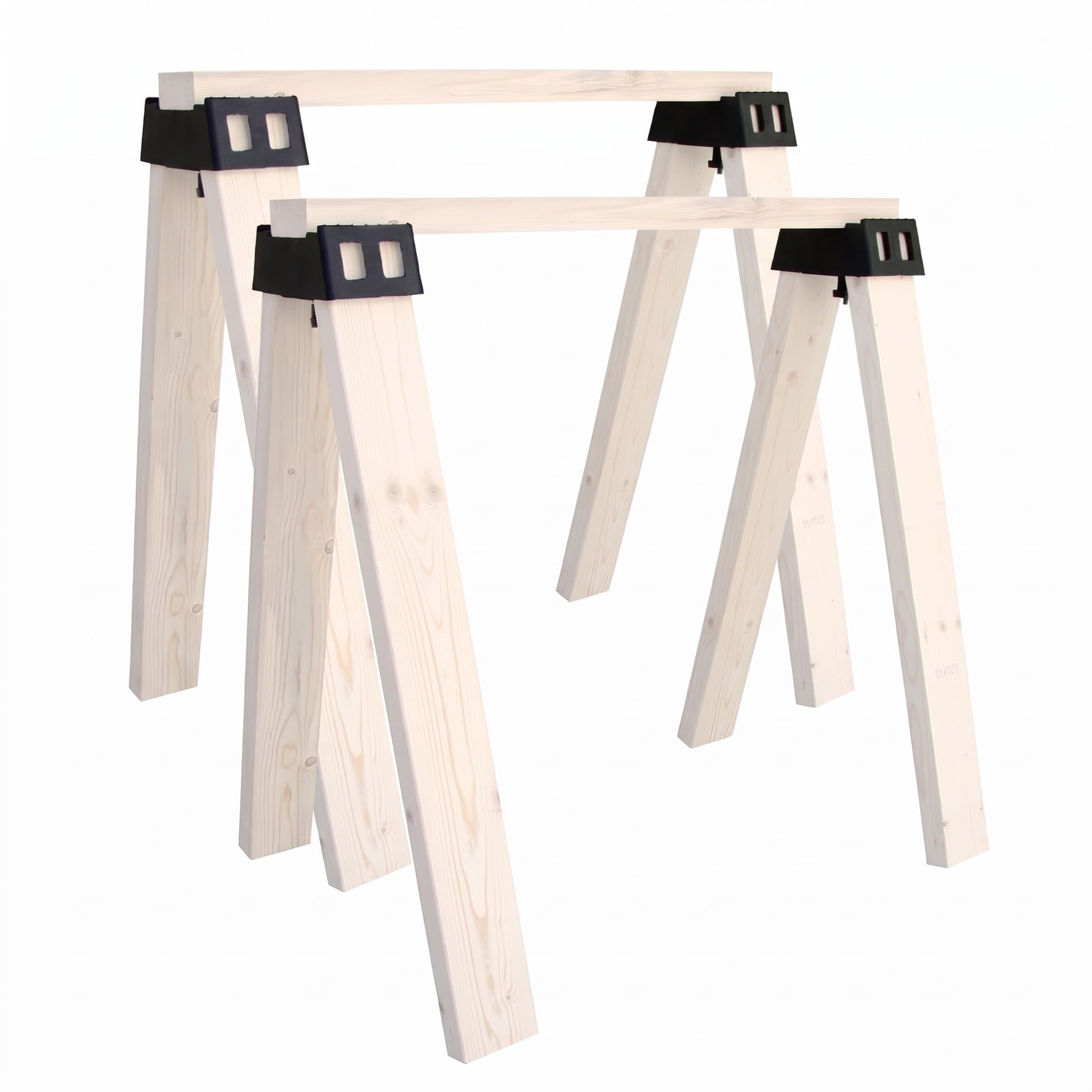 POWERTEC 71026V Plastic Sawhorse Brackets for Use with 2x4 Lumber | Kit Builds one Saw Horse, Set of 2, Black (Pack of 2)