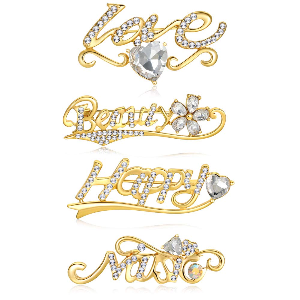 QIMOSHI4pcs Letter Brooches for Women Backpack Hat Bag Accessory Badge Jewellery- Slightly Bitter Useful and Practical
