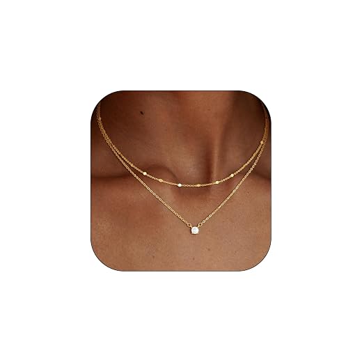 Coshilta Layered Gold Necklaces for Women, 14K Plated Gold Sterling Silver Plated Dainty Pendant Necklace Set with Cubic Zirconia,Stackable Chain Choker,Trendy Personalized Jewelry Gift Non Tarnish