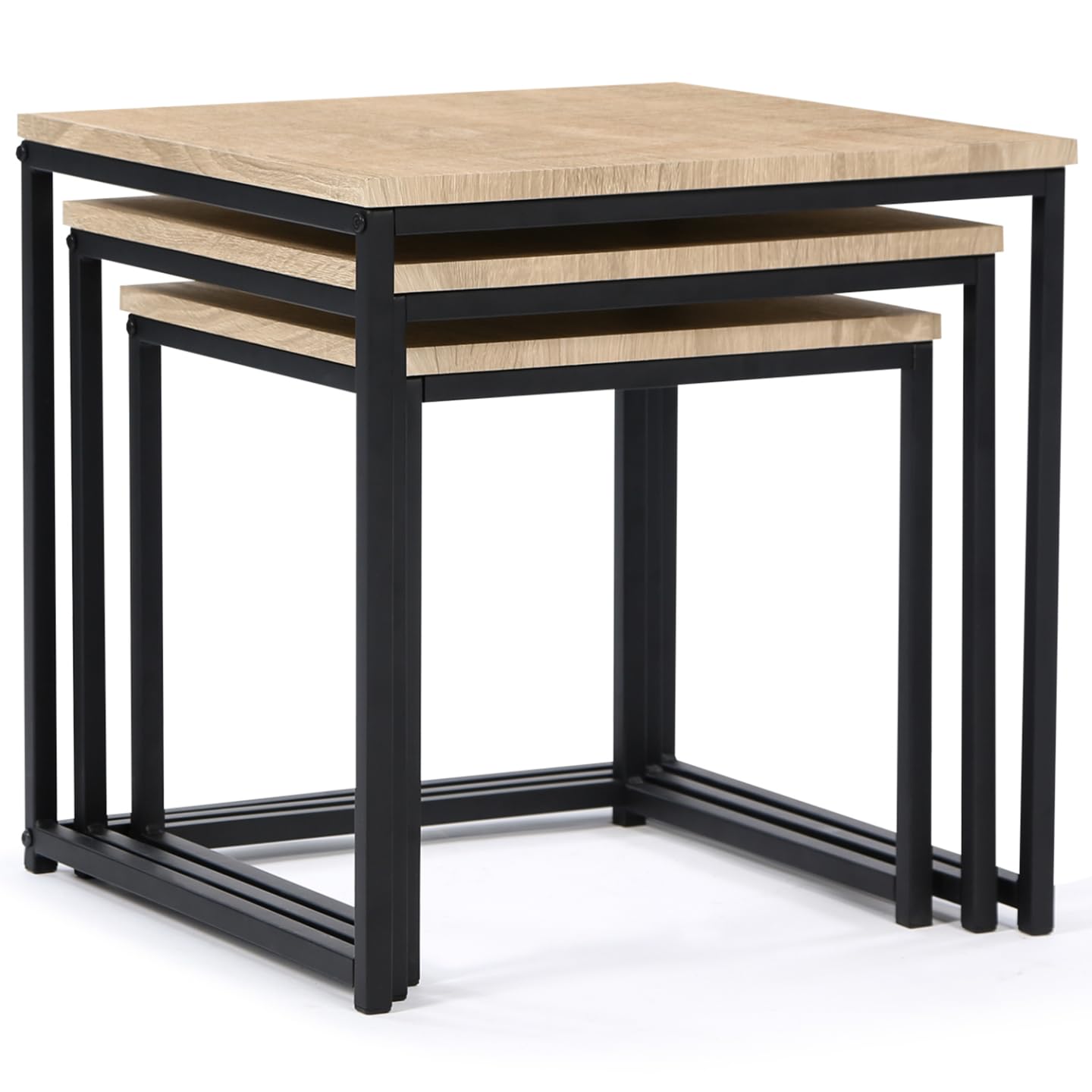 IDMarket - Lot de 3 Tables Basses gigognes Detroit 35/40/45 Design Industriel