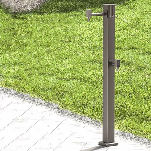 Hltdzer Columna de Agua Vertical para jardín - Pilar Cuadrado de Acero Inoxidable para Uso Exterior, Grifo de jardín Independiente para riego, Lavado y decoración del Patio(Underground Water Inlet)