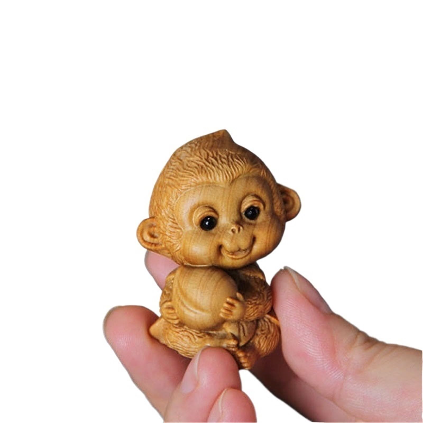 Miunihuooo 12 Zodiac Wood Carving Set-Rat Cow Tiger Rabbit Dragon Snake Horse Sheep Monkey Chicken Dog Pig Animal Figurines Handmade Gif(Monkey)
