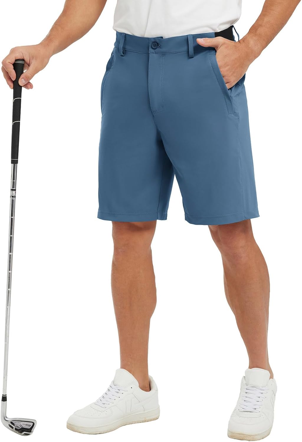 JHMORP Men's Golf Shorts Stretch Dry Fit 9 Inch Dress Work Active Shorts with Zipper Pockets