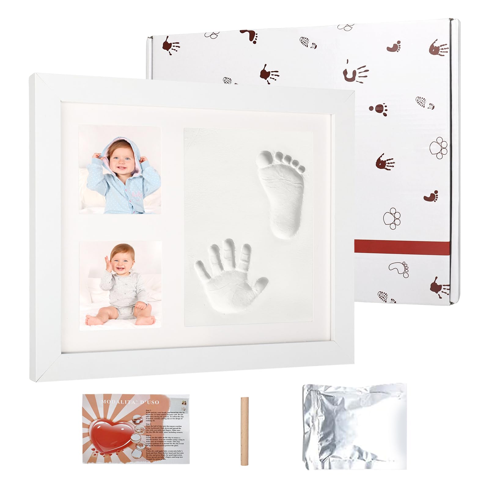 Rzspher Baby Hand and Footprint Kit, Baby Photo Frame Clay Kit
