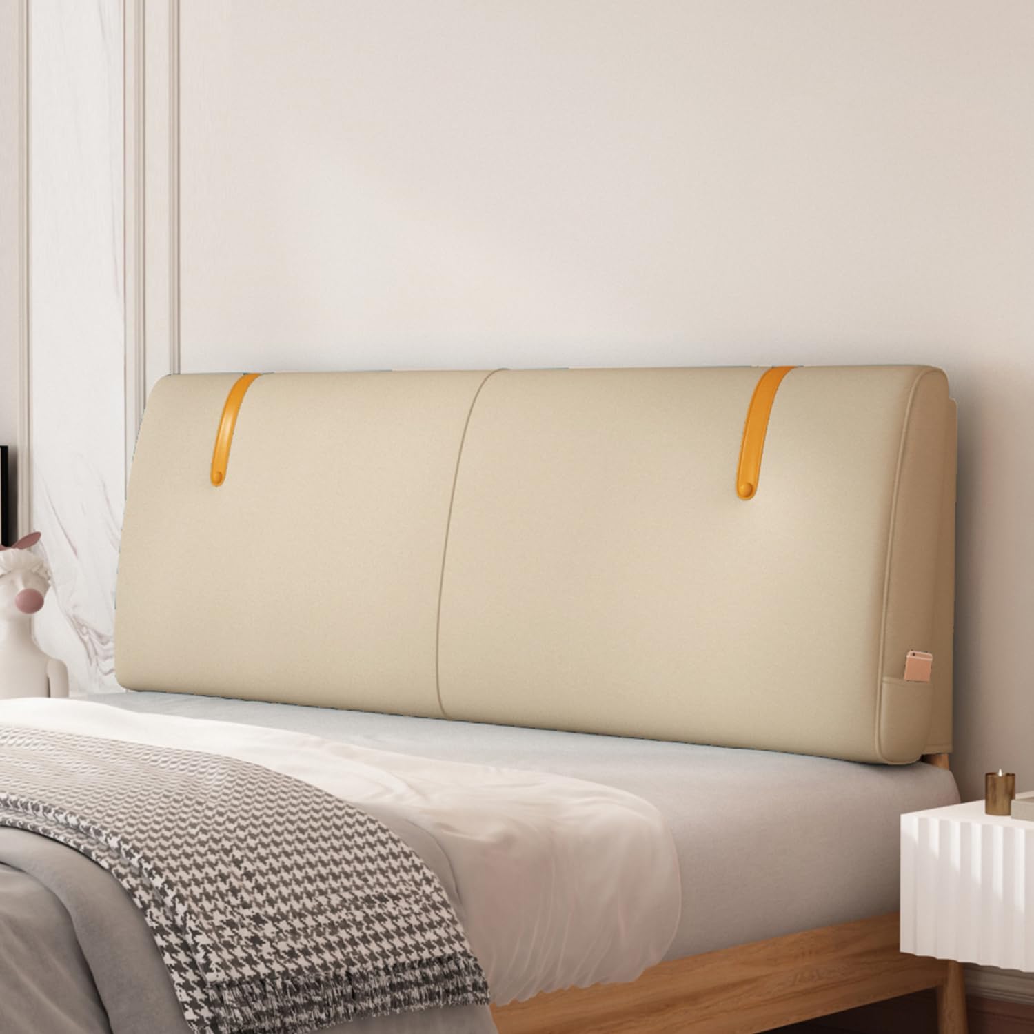 ZZYK Adult Headboard Upholstered Rectangle Headboard Pillow,Bedroom Bedside Cushion Removable Headboard Cover for Bunk Bed Tatami Sofa Bed,Brown,No headboard/Queen