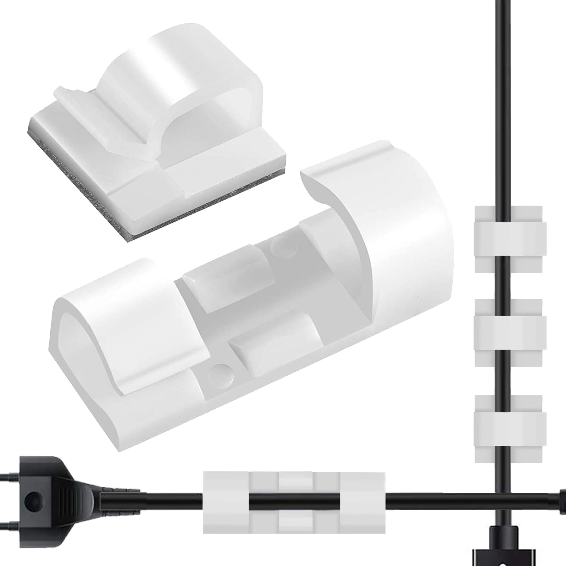 6 Fermacavi Autoadesivi In Silicone – Clip Per Organizzare Cavi USB, Rete, Ricarica, Per Scrivania, Auto E Casa