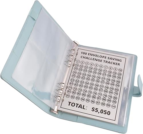 Miniatura 5 de Carpeta de desafíos de 100 sobres para presupuestos llenos de diversión  Forma fácil y divertida de ahorrar $5,050, libro de desafíos de ahorro de