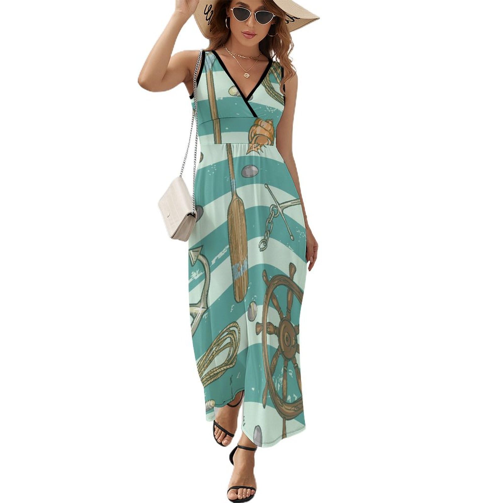 Robe Maxi Col V Fluide et Décontractée Outils Nautiques - 8