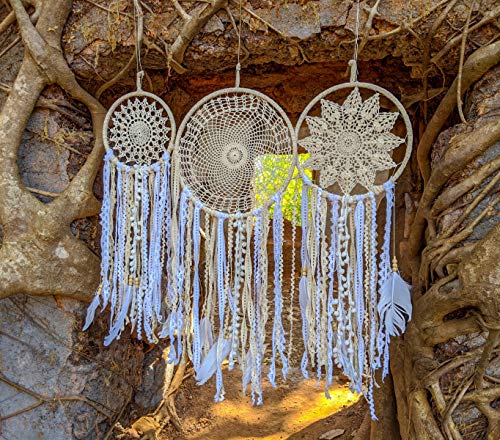Mandala Life ART DIY LED Dream Catcher Kit 12x30 inches - Make Your Own Bohemian Wall Hanging with All-Natural Materials - Creative Activity Set Includes Premium Lace, Yarn, Feathers and Wooden Hoop - Thumbnail 3