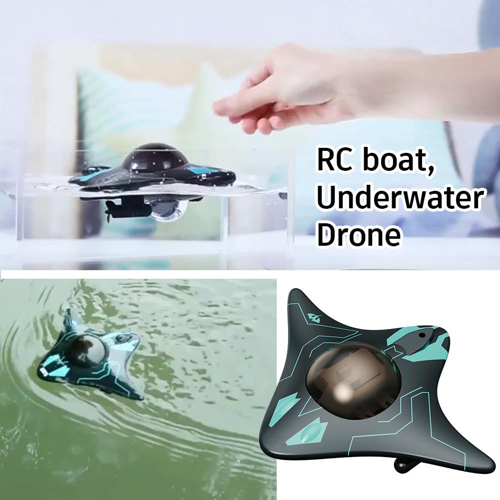 Dron submarino 2026, diseño biónico RC barco con cámara, barco a control remoto impermeable en forma de manta, control de aplicación inteligente, transmisión de imagen en tiempo real, para exploración