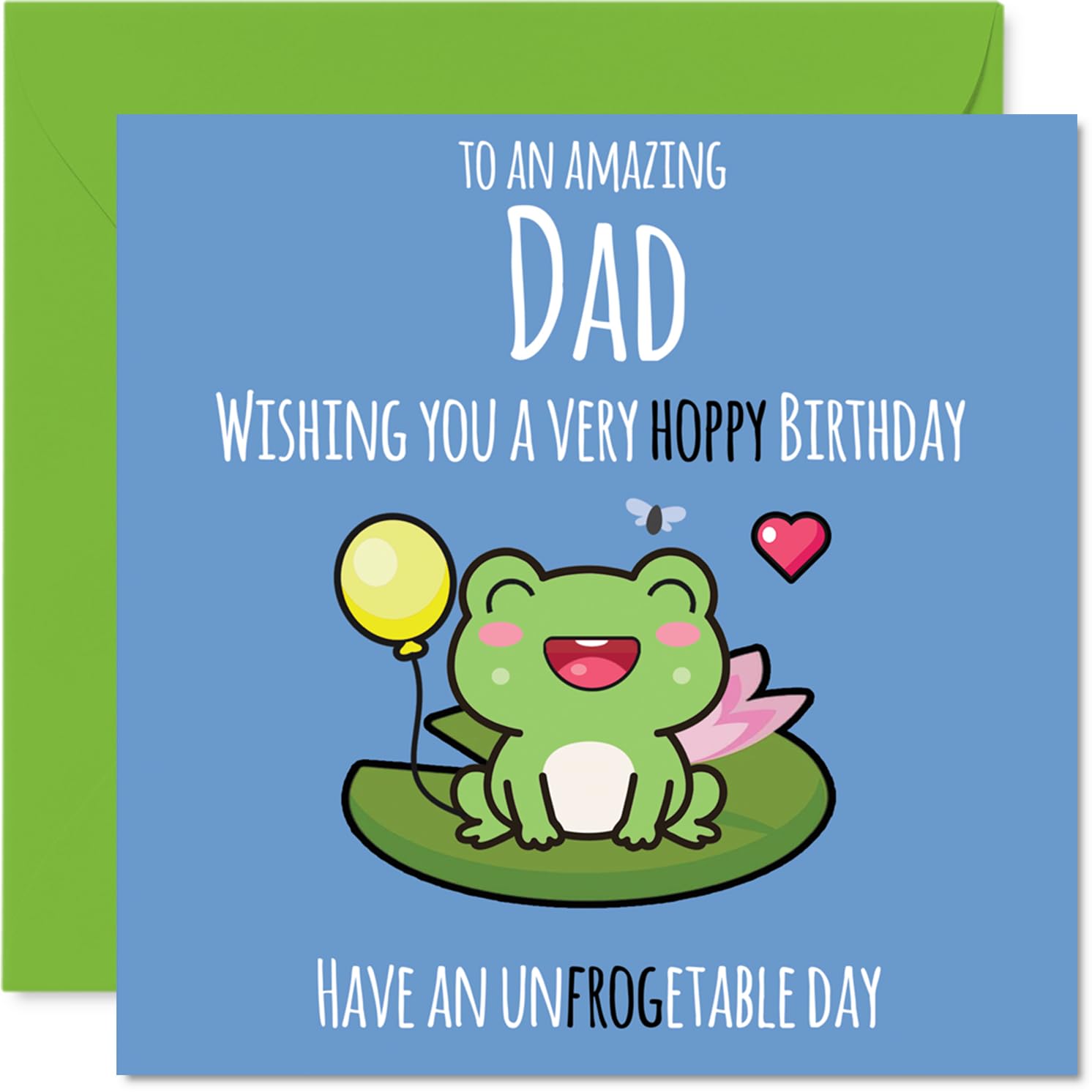 Dad Birthday Card - Cute Frog - Happy Birthday Card for Dad from Son Daughter, 145mm Fathers Day Greeting Cards