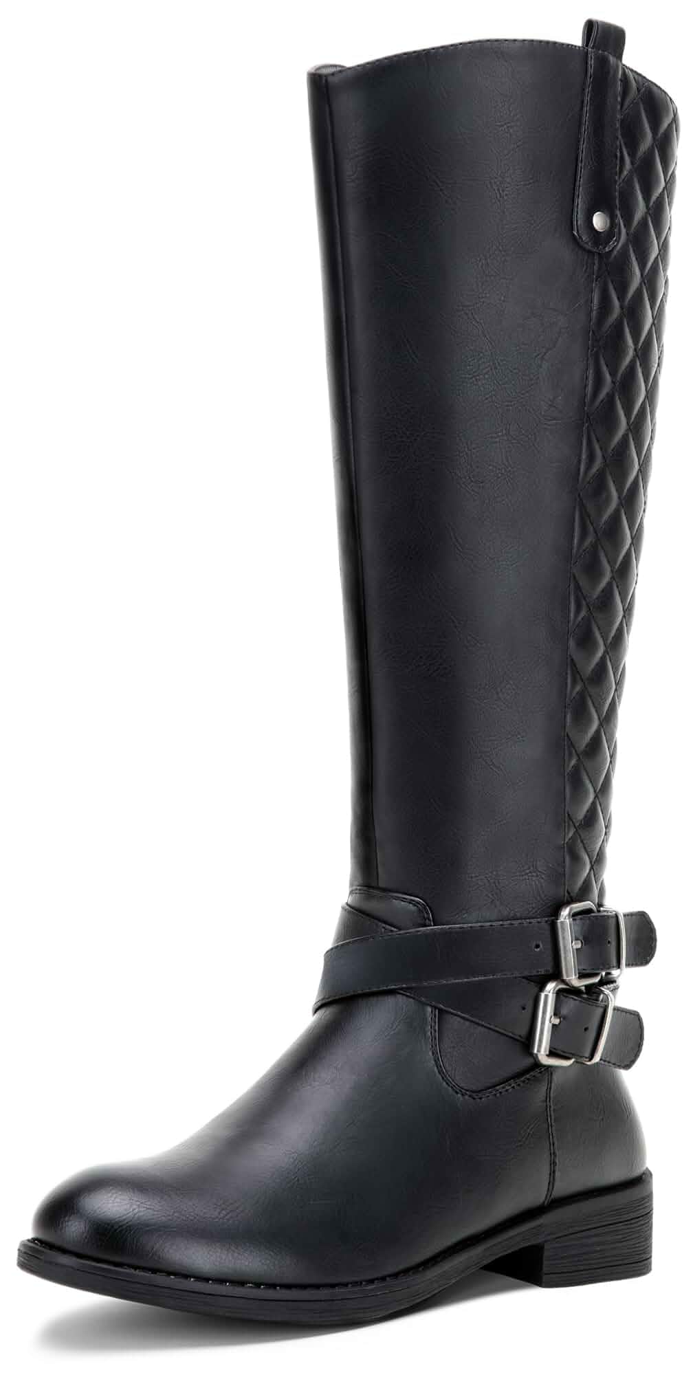 Vepose Women's Knee High Riding Boots with Buckle and Inside Zipper Casual fashion boots, smooth tall shaft, round toe, low block heel and cushioned insole for jeans, skirts and work looks