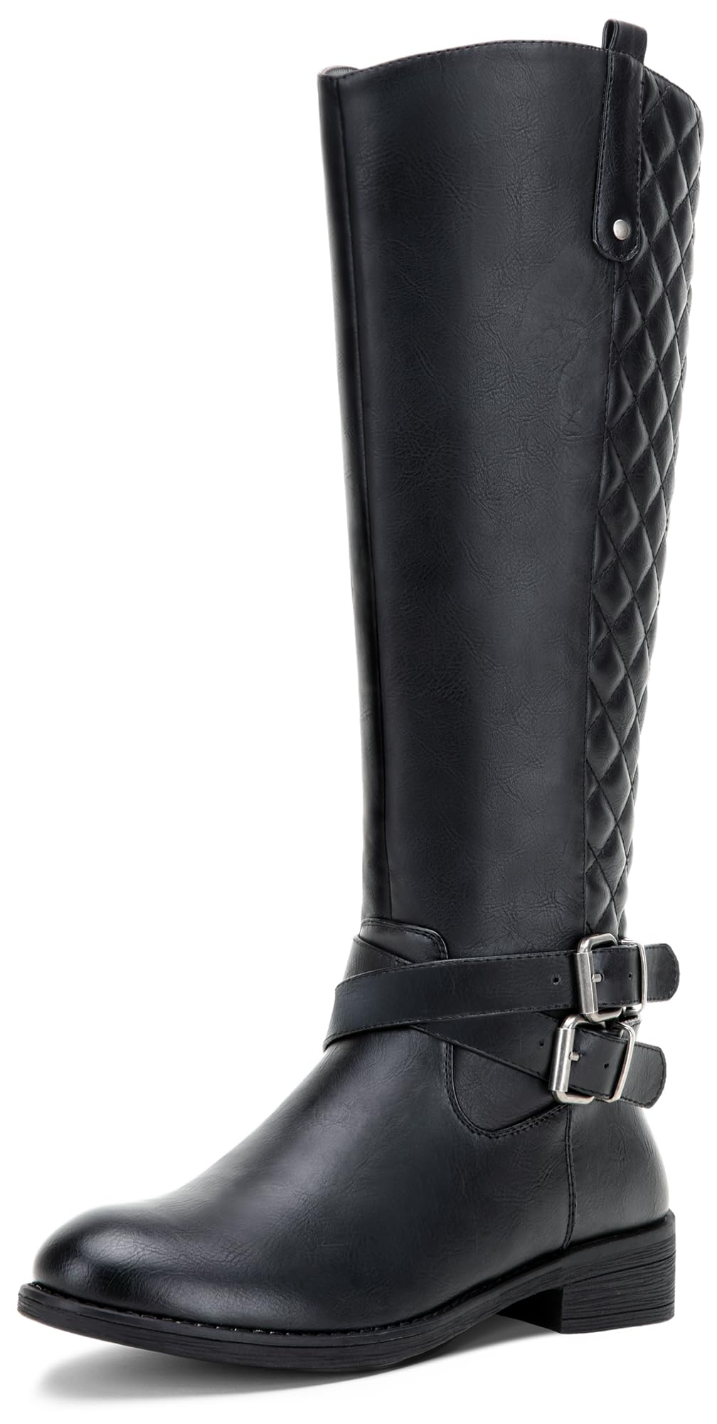 Vepose Women's Knee High Riding Boots with Buckle and Inside Zipper 7 Retro Black