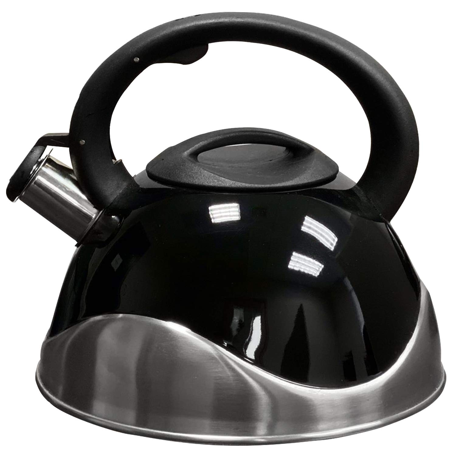 American Dream Tea Kettle 3.2 Quart Stovetop Whistling Stainless Steel Food Grade Anti-Rust Teapot with Soft Grip Anti-Hot Handle 13 Cup Suitable for All Heat Sources Capsuled Bottom Teakettle (Black)