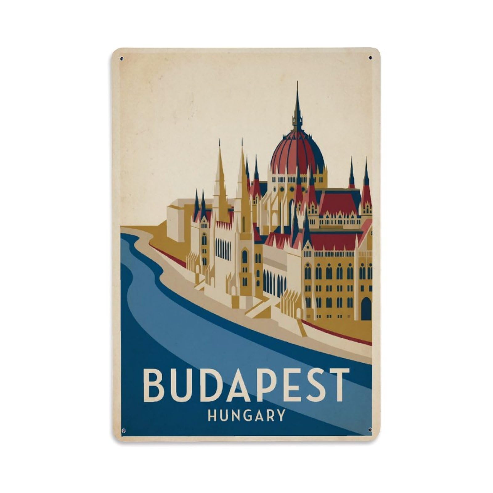 Hungary Budapest Vintage Travel Metal Tin Sign