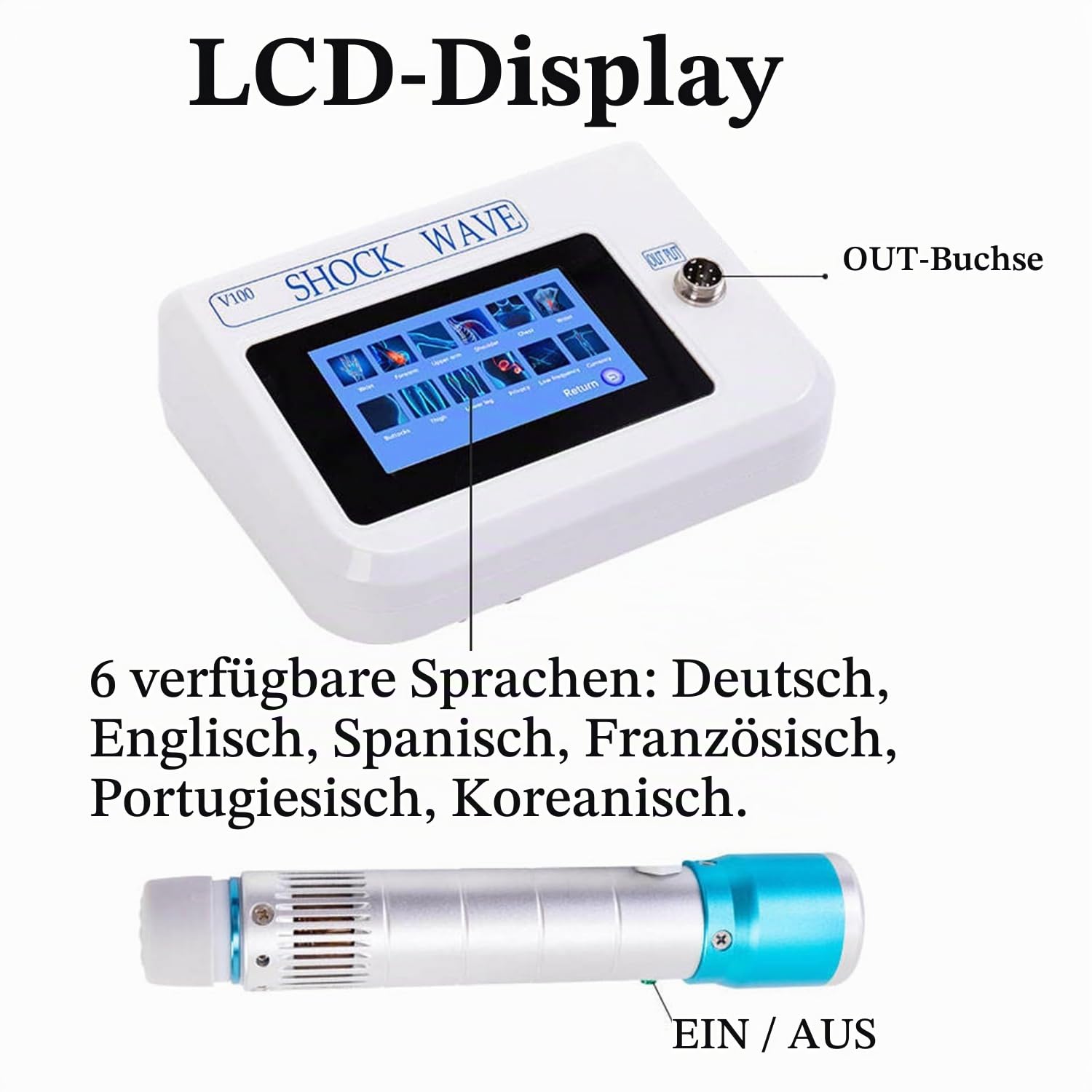 Stoßwellentherapie Gerät Erektile Dysfunktion Extrakorporale Stoßwellentherapie Maschine V100 für Zuhause Radialer Fokussiertes Massagegerät für Muskelentspannung Gewebetherapie Schmerzlinderung