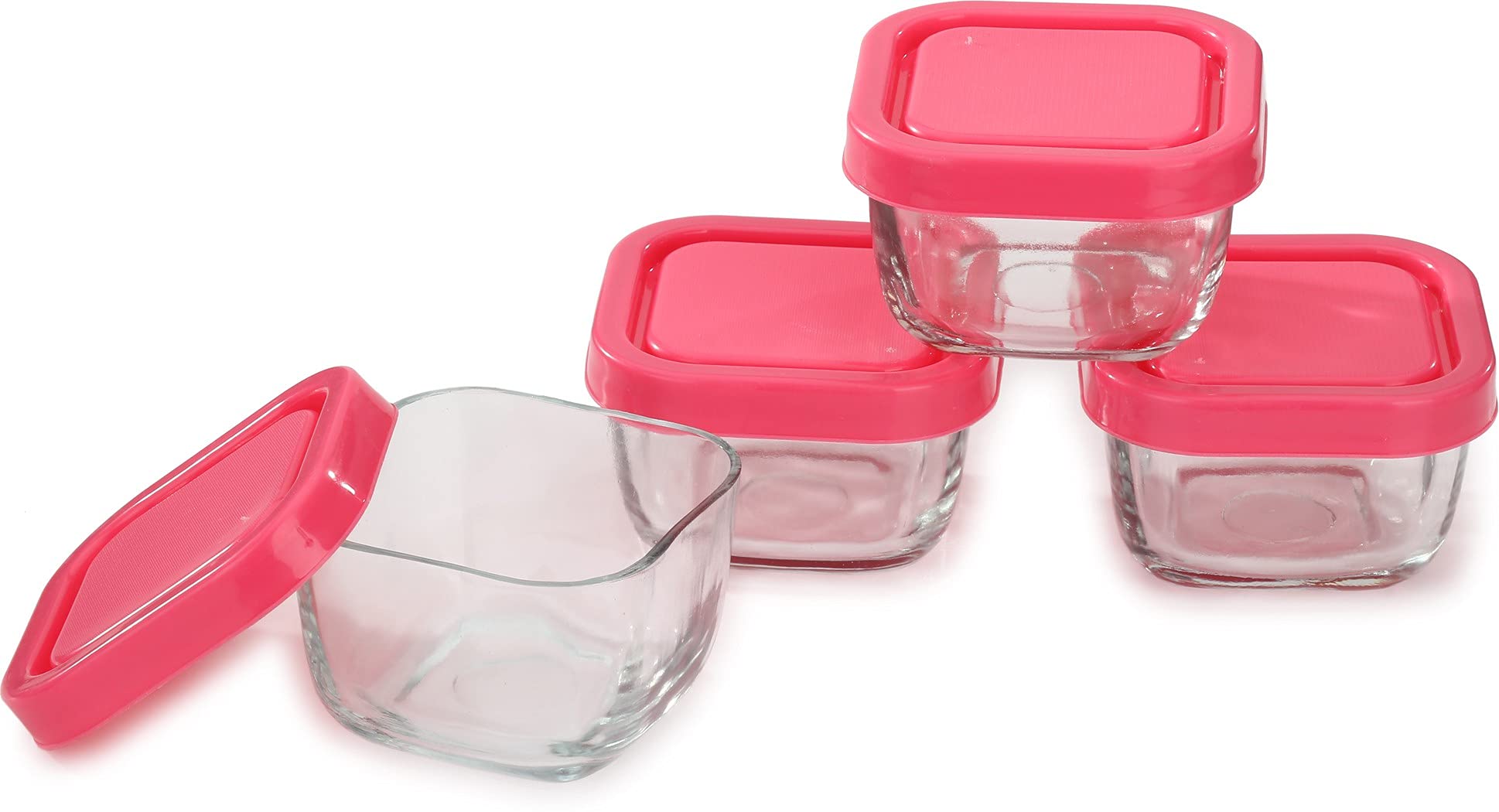 Somil Glass Conatiner Set with Lid, 250 ml/8.9 cm, Set of 4, Transparent