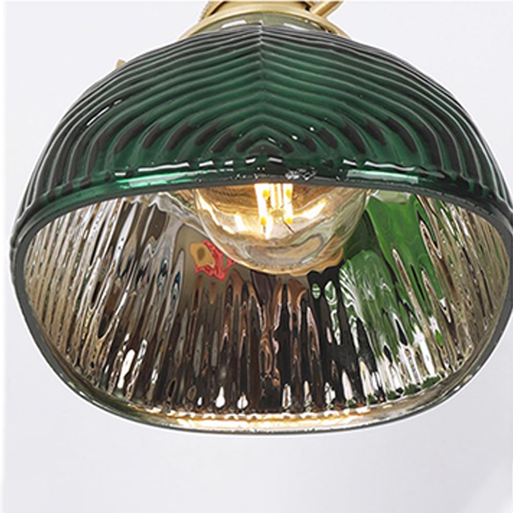 Applique da Parete in Ottone Moderno Vintage con Paralume in Vetro a Strisce e Interruttore Rotante, Lampada da Parete Regolabile per Lettura da Comodino, apparecchio di Illuminazione retrò per l