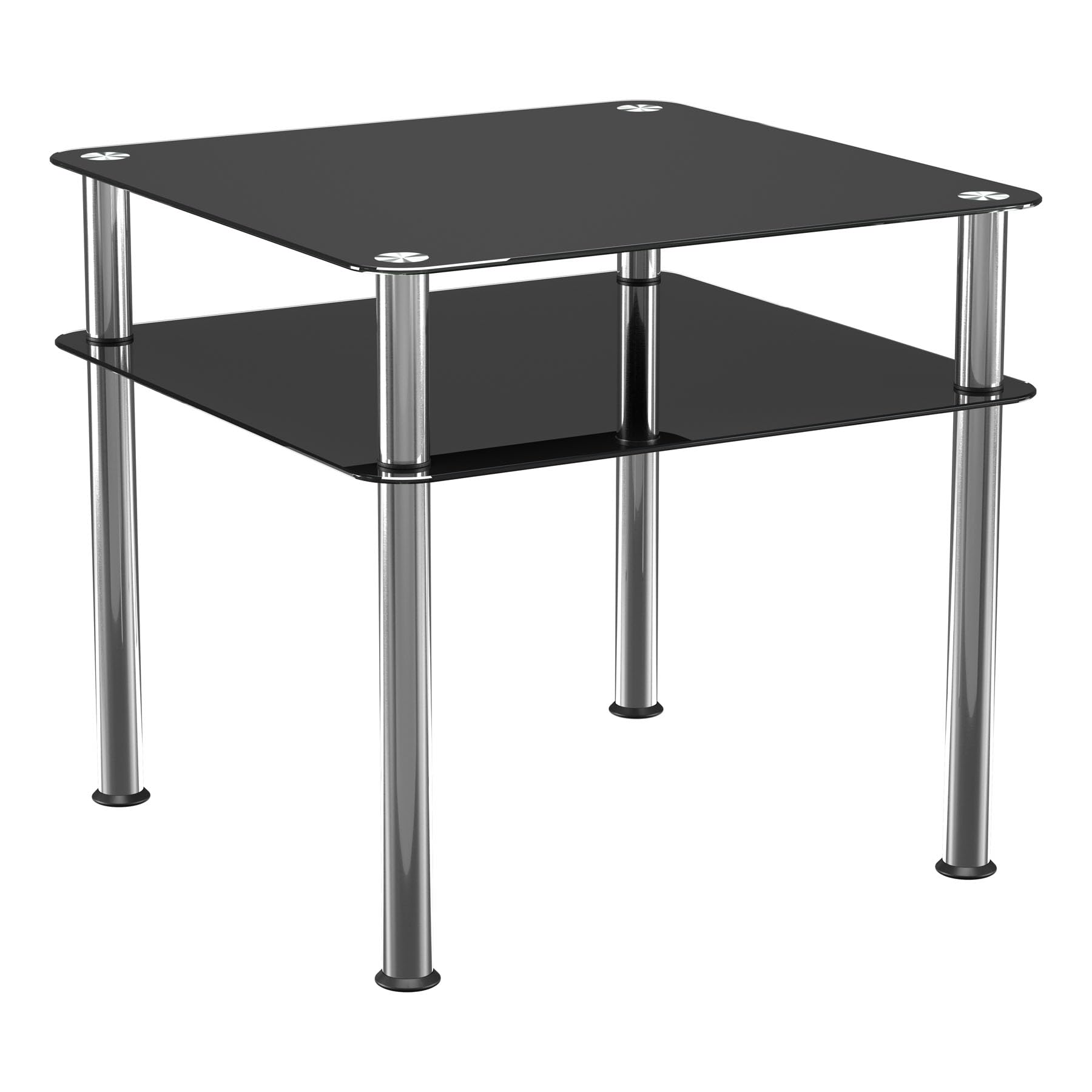 AVF SDCT6060 Lamp Table - Black Glass and Chrome Legs