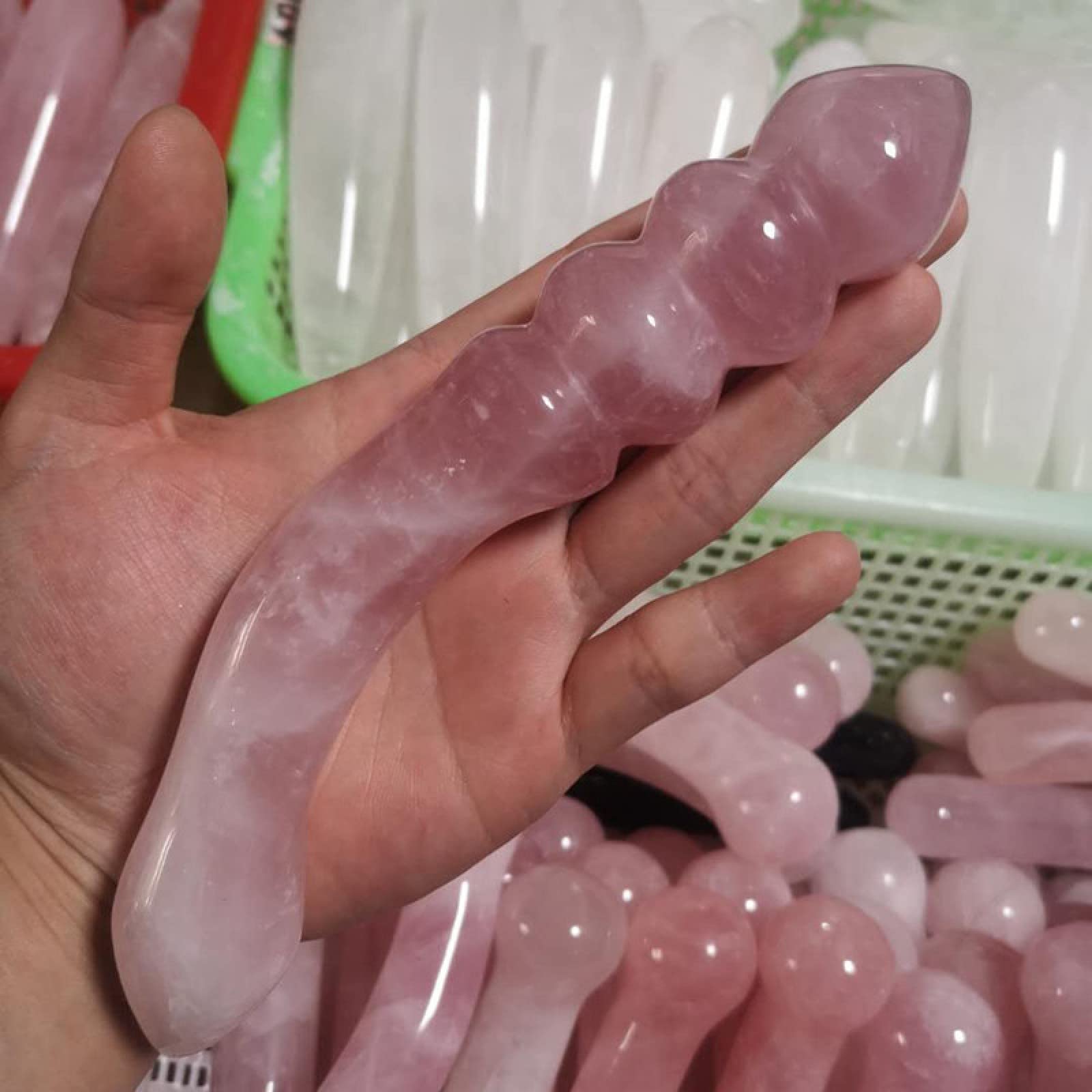 Amazon｜ナチュラル ローズクォーツ クリスタル マッサージ ヨニ